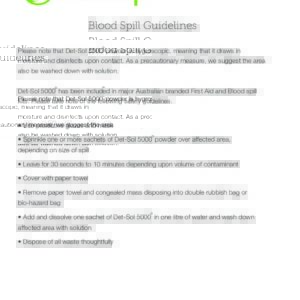 Blood Spill Disinfectant Guidelines - Disease Infection Virus Spread Prevention