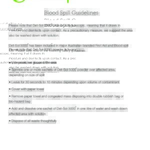 Blood Spill Disinfectant Guidelines - Disease Infection Virus Spread Prevention