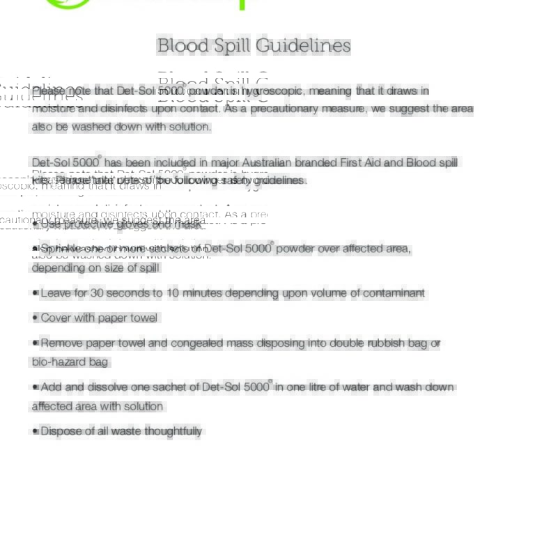 Blood Spill Disinfectant Guidelines - Disease Infection Virus Spread Prevention